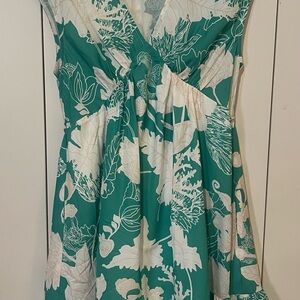 Tropical Green and White Midi Dress